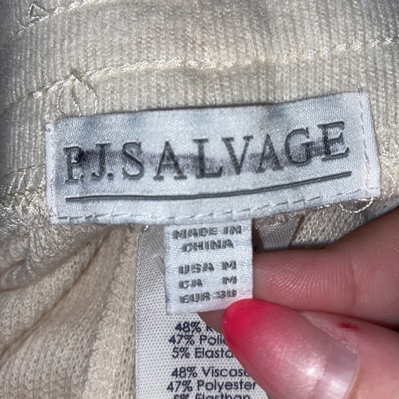 🌷 P.J. Salvage Cream Waffle Knit Long John Style Jampant Size M - Picture 6 of 9